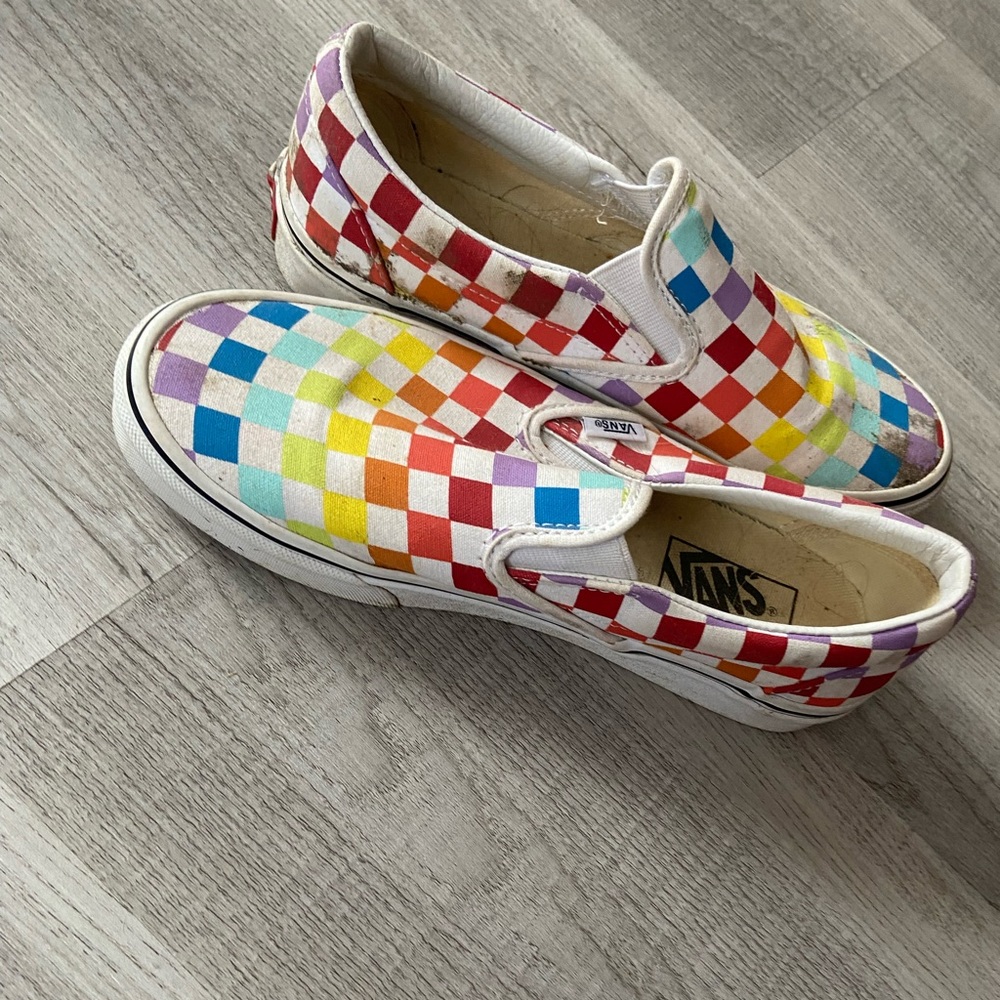 Original Rainbow Checkered Vans Size 7